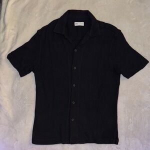 Zara Men's Black Casual Button Down Shirt